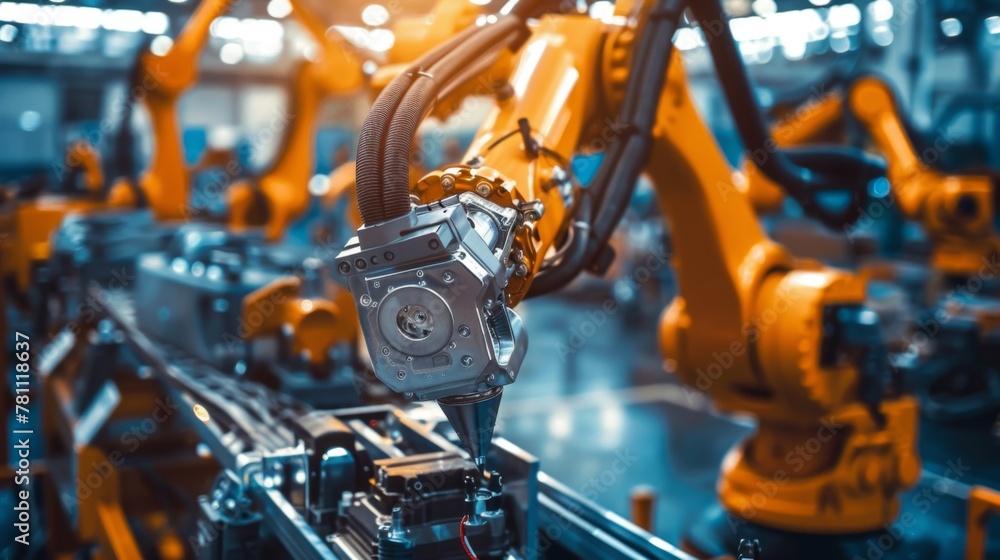 Robotic Arms Assembling Machine in Factory Robotic Arms Assembling Machine in Factory