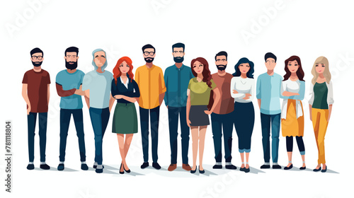 Group people standing avatar characters 2d flat car