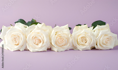 white roses with empty space for text lavender background  Generative AI