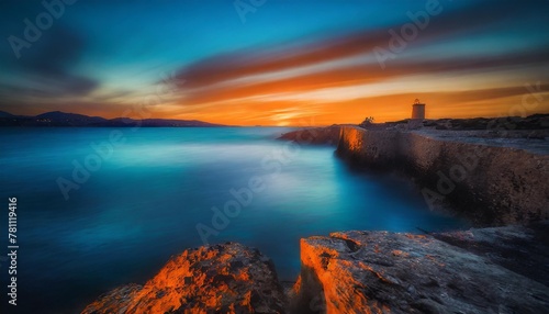 blue and orange sky n alghero at sunset