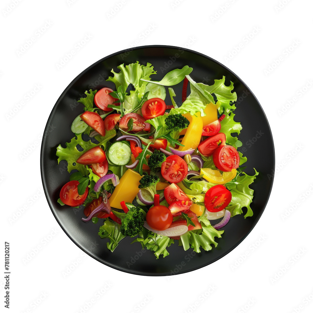 Plate of salad with tomatoes, cucumbers, and onions Plate of salad with tomatoes, cucumbers, and onions