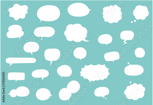 主線なしシンプルな白い吹き出しセット