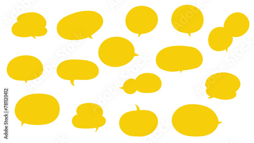 主線なしシンプルな黄色の吹き出しセット