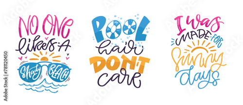 Summer vibes - cute hand drawn doodle letetring quote. Lettering ptint t-shirt design, mug print about summer.