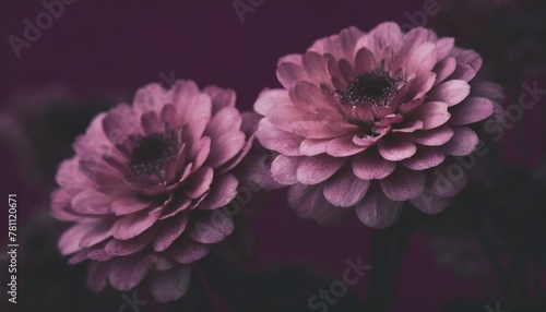 closeup of two pink flowers on a magenta background