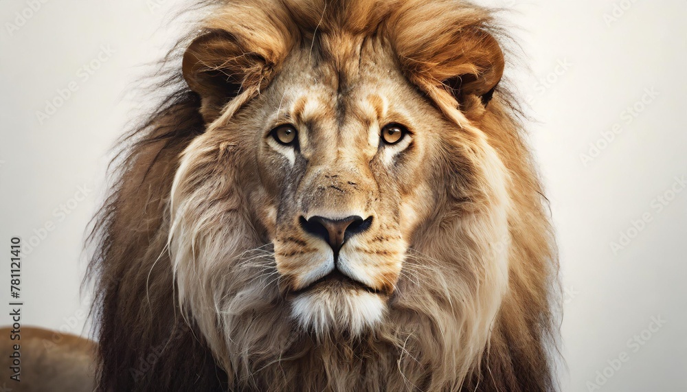 a stunningly realistic 3d rendering capturing the awe inspiring elegance of a majestic lion this powerful creature stands proudly against a pure white background showcasing its intricate d