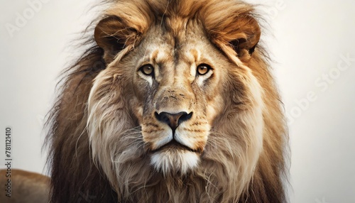 a stunningly realistic 3d rendering capturing the awe inspiring elegance of a majestic lion this powerful creature stands proudly against a pure white background showcasing its intricate d © Joseph