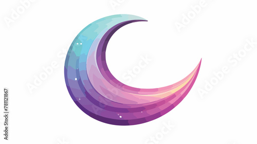 Half moon icon over white background. colorful desi