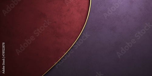 秋冬用抽象横長バナー。赤と紫の背景の真ん中にくねくねしたメタリックな金色の線