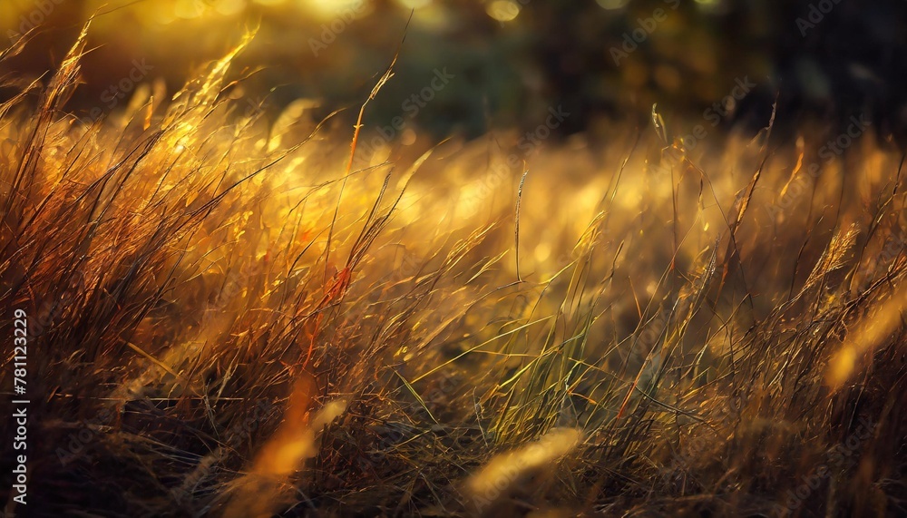 beautiful field landscape abstract natural backgrounds with dry grass in the meadow warm golden hour golden morning