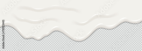 Yogurt, milk or cream surface creamy liquid melt splash flowing background. Vector white milk splash or ice cream flow soft texture on transparent background for sweet dessert design. 3D Illustration photo