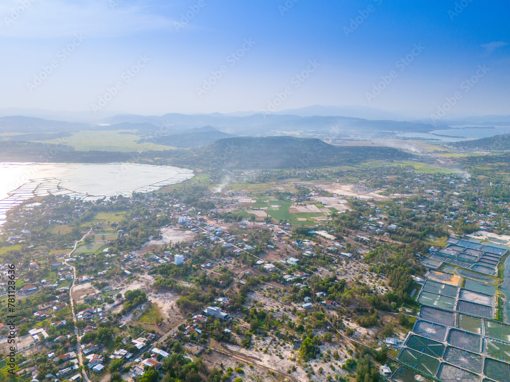 Aerial view of O Loan lagoon in sunset, Phu Yen province, Vietnam