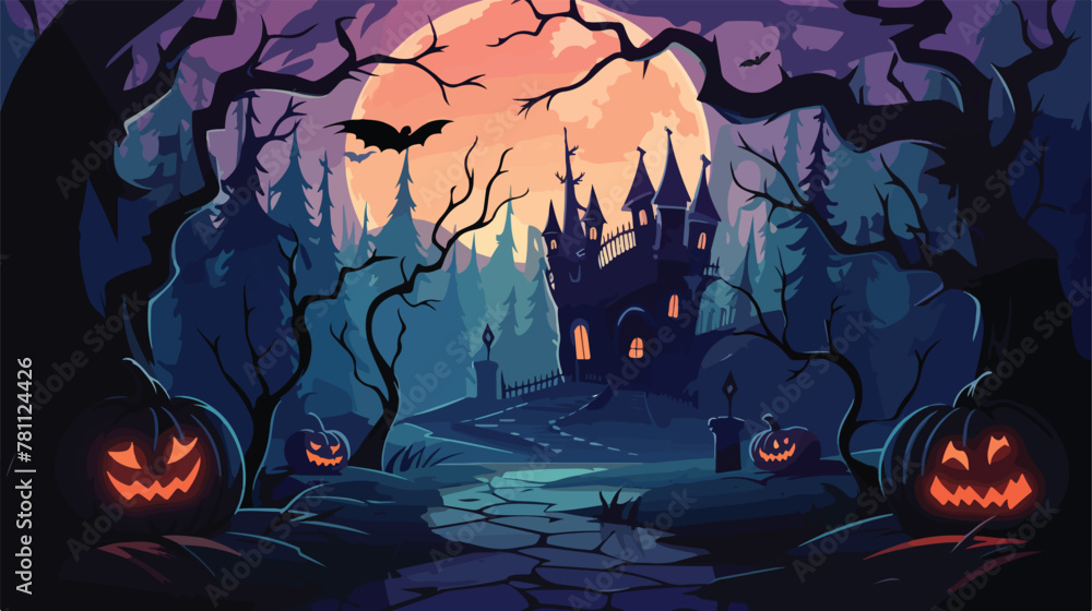 Halloween haunted house vector image illustration 2