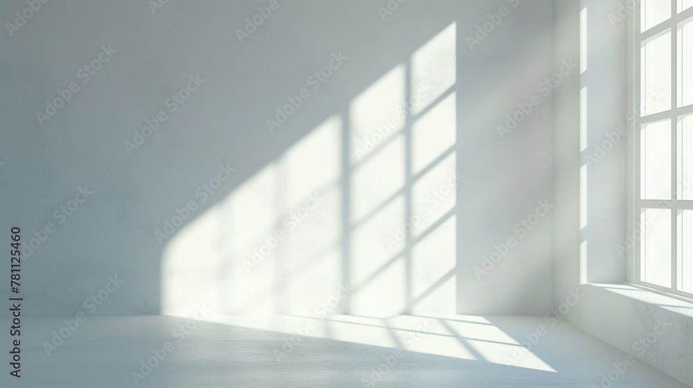 Obraz premium Wall Art Mockup, white wall, light and shadow blurry background, 3d render