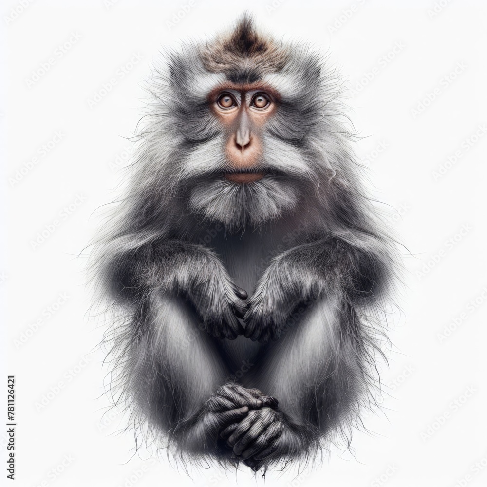 Image of isolated macaque against pure white background, ideal for presentations

