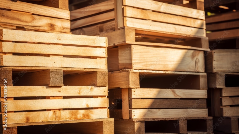 Stacked apple storage crates made of wood Stacked apple storage crates made of wood