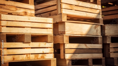 Stacked apple storage crates made of wood