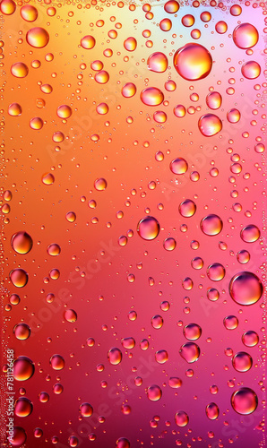 Droplets with a warm  sunset-orange backlight.