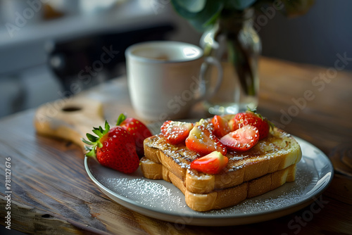 Stacked toast in a studio set for a simple breakfast.