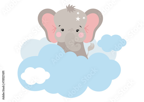 Cute little elephant in the clouds