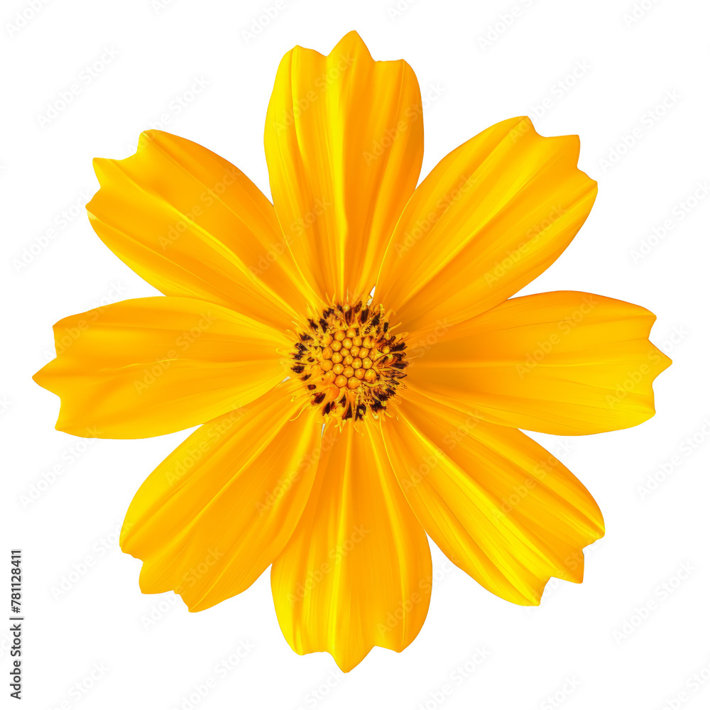 Obraz premium Yellow Cosmos flower isolated on white background.Yellow Cosmos flower objects