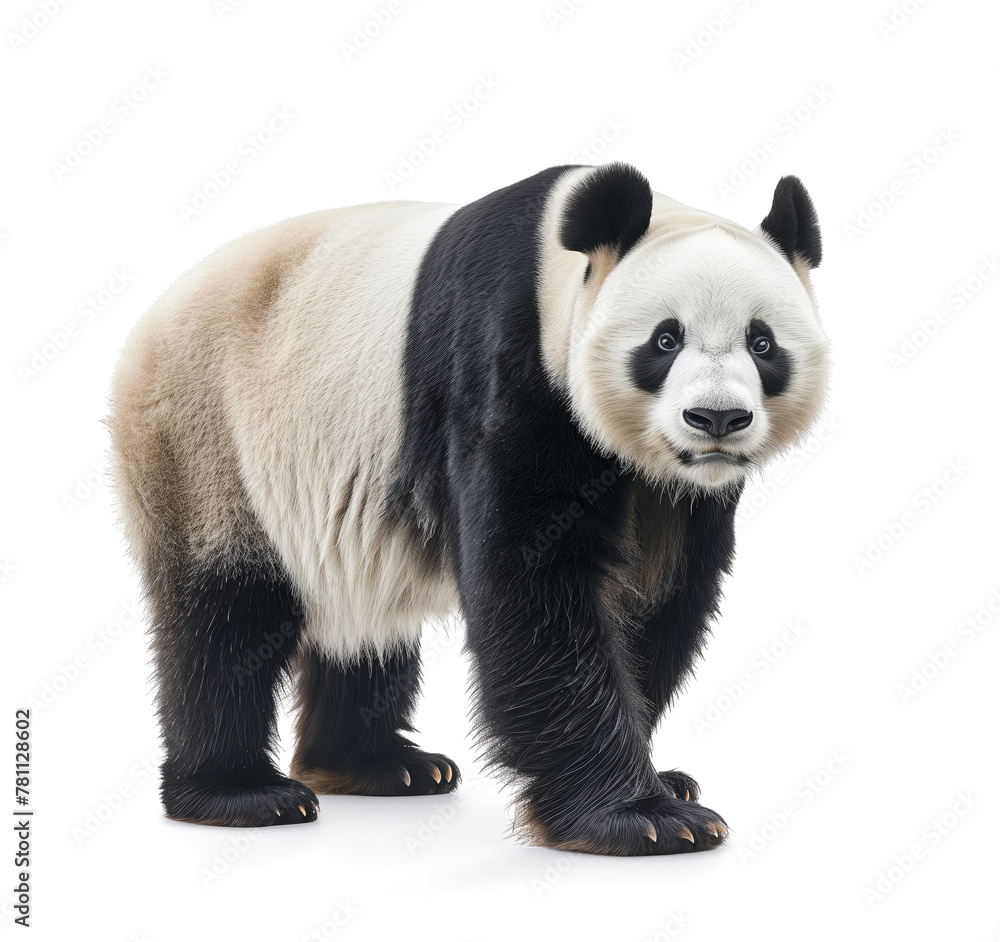 Fototapeta premium Giant panda standing on a white background