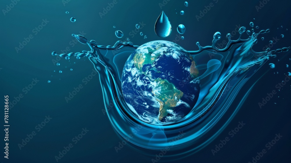 World Water Day concept with world in clean water drop on and fresh ...