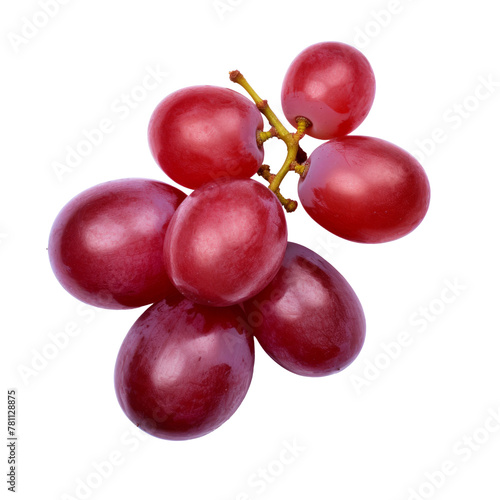 top view red grape fruit isolated on white background