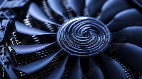 Close-up of a GPU cooling system with intricate detail and design photo