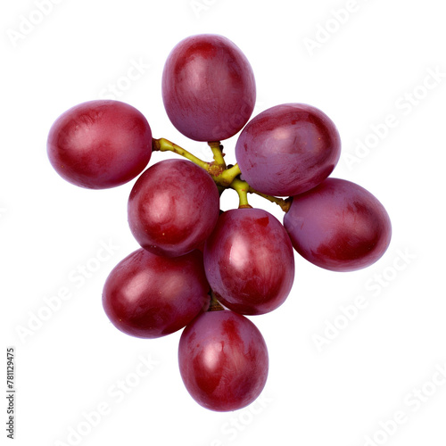 top view red grape fruit isolated on white background