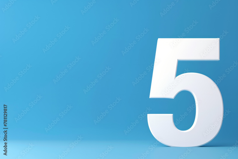 Number 5 text on a clean blue background Number 5 text on a clean blue background
