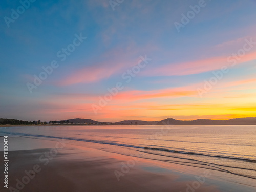 Gentle Summer Sunrise at the Seaside with High Cloud
