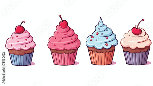 Hand drawn cupcake on white background. Coloring Pa