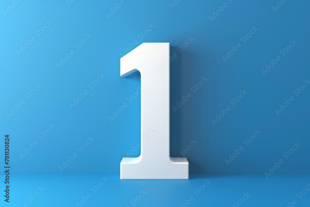 Number 1 text on a clean blue background Number 1 text on a clean blue background
