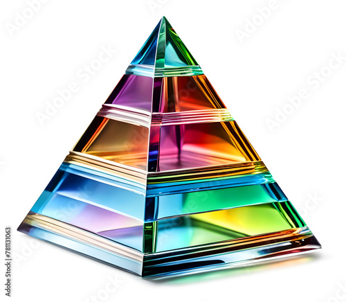 Decorative glass pyramid with rainbow color segments