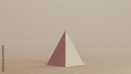 Pyramid face geometric shape solid structure neutral backgrounds soft tones beige brown 3d illustration render digital rendering