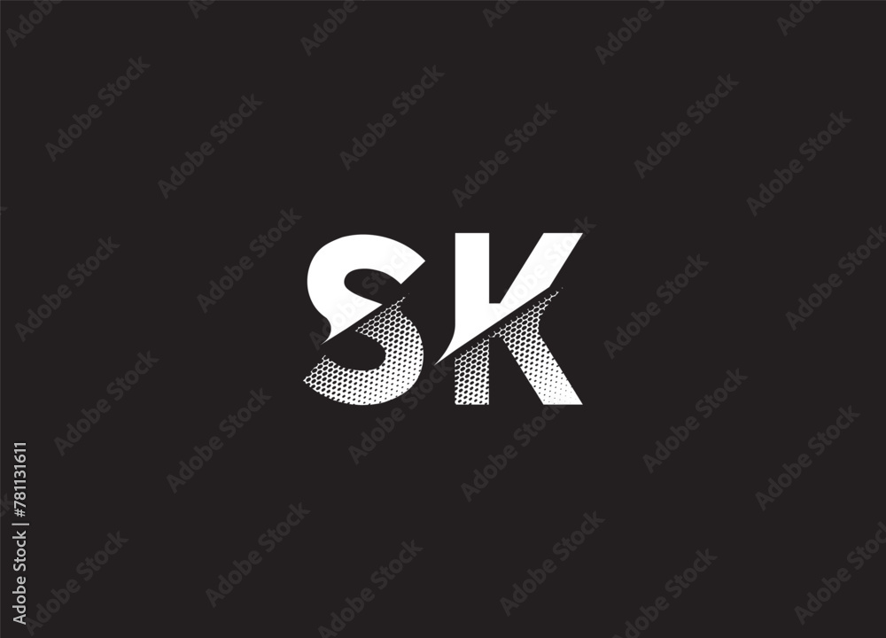 SK, Abstract initial monogram letter alphabet logo design SK, Abstract initial monogram letter alphabet logo design
