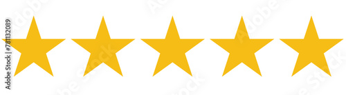  5 stars icon. Five star rating icon. Vector icon set. Feedback of user symbol. Review quality. Button click. 