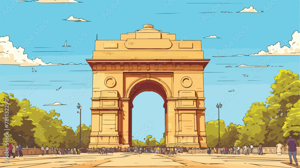 Hand drawn sketch illustration of India Gate 42 met