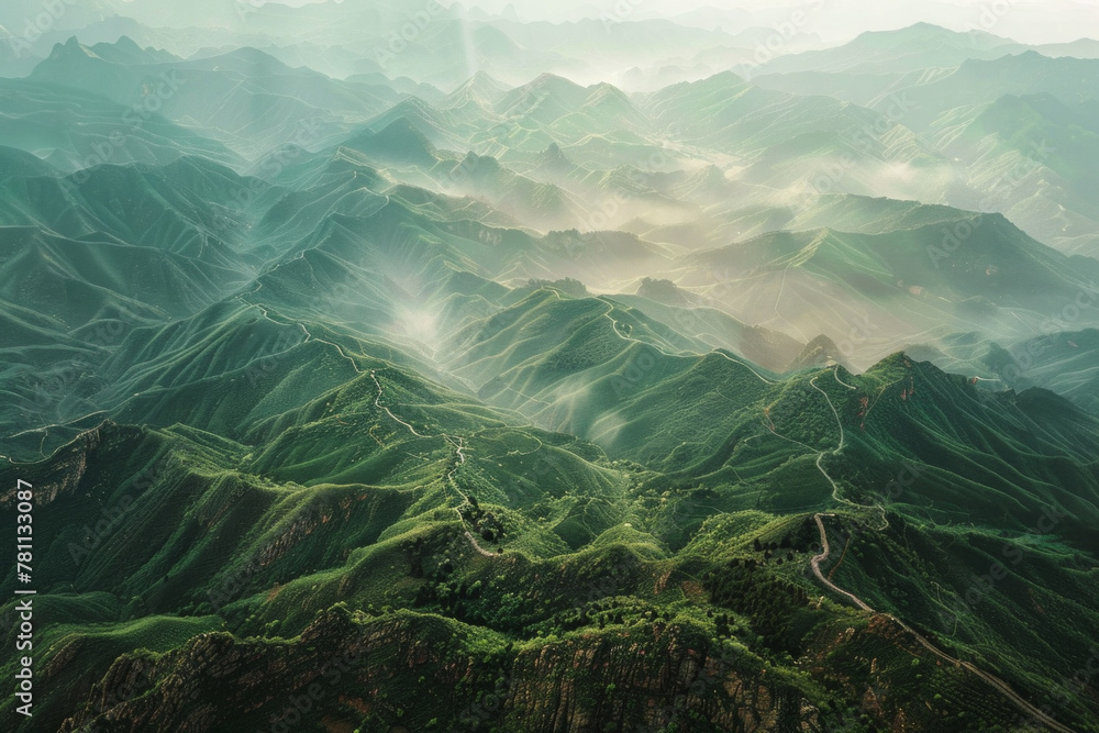 Aerial view of china landscape with mountains Aerial view of china landscape with mountains