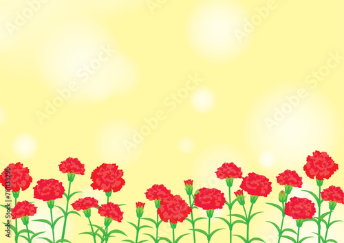 母の日に使える赤いカーネーションのある背景用ベクターイラスト