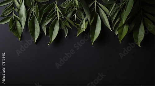Curry leaves on a black background. photo