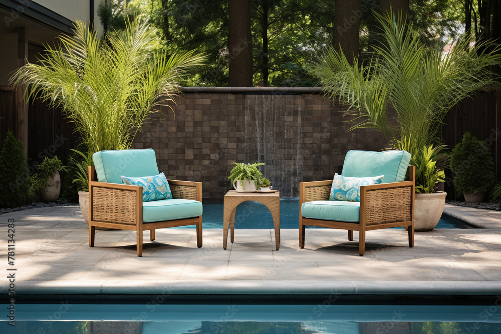 Poolside patio with tropical vibes Poolside patio with tropical vibes