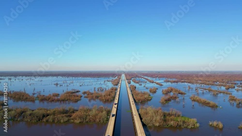 Atchafalaya Basin Bridge, Aerial Panorama, Louisiana photo