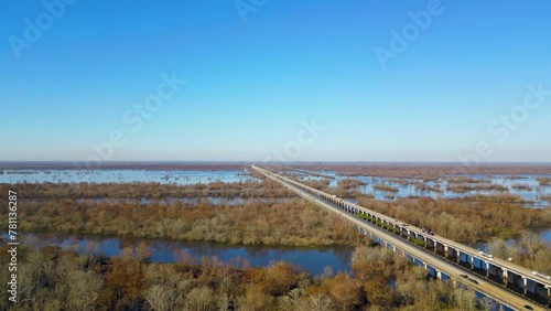 Louisiana Atchafalaya River Basin, Amazing Aerial Panorama photo