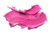Thick pink acrylic oil paint brush stroke on transparent background
