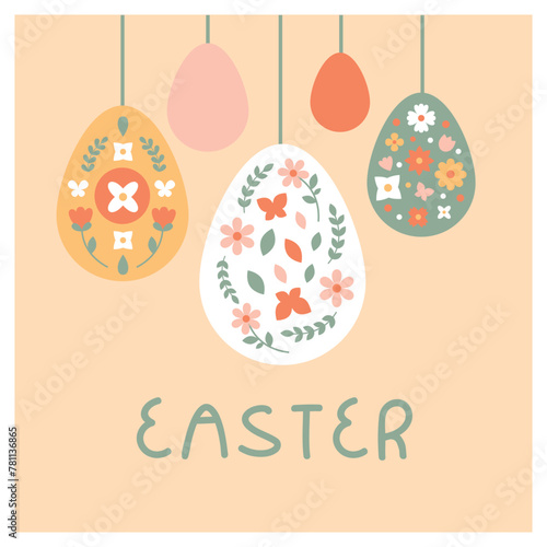 Happe easter card in folk style