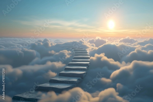 A staircase to heaven on clouds