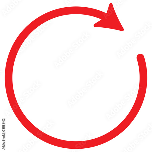 Circular arrow for cycle, loop, sync or rotation related icon. Red circular arrow icon isolated. 