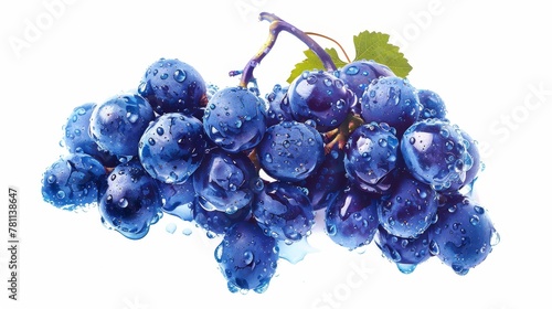 A bunch of wet Isabella grapes isolated on white as the design element for a package photo